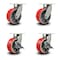 Service Caster 8 Inch Heavy Duty Red Poly on Cast Iron Wheel Swivel Caster Set with 2 Brakes SCC-KP92S830-PUR-RS-2-SLB-2 - alternate 1